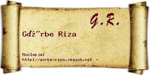 Görbe Riza névjegykártya